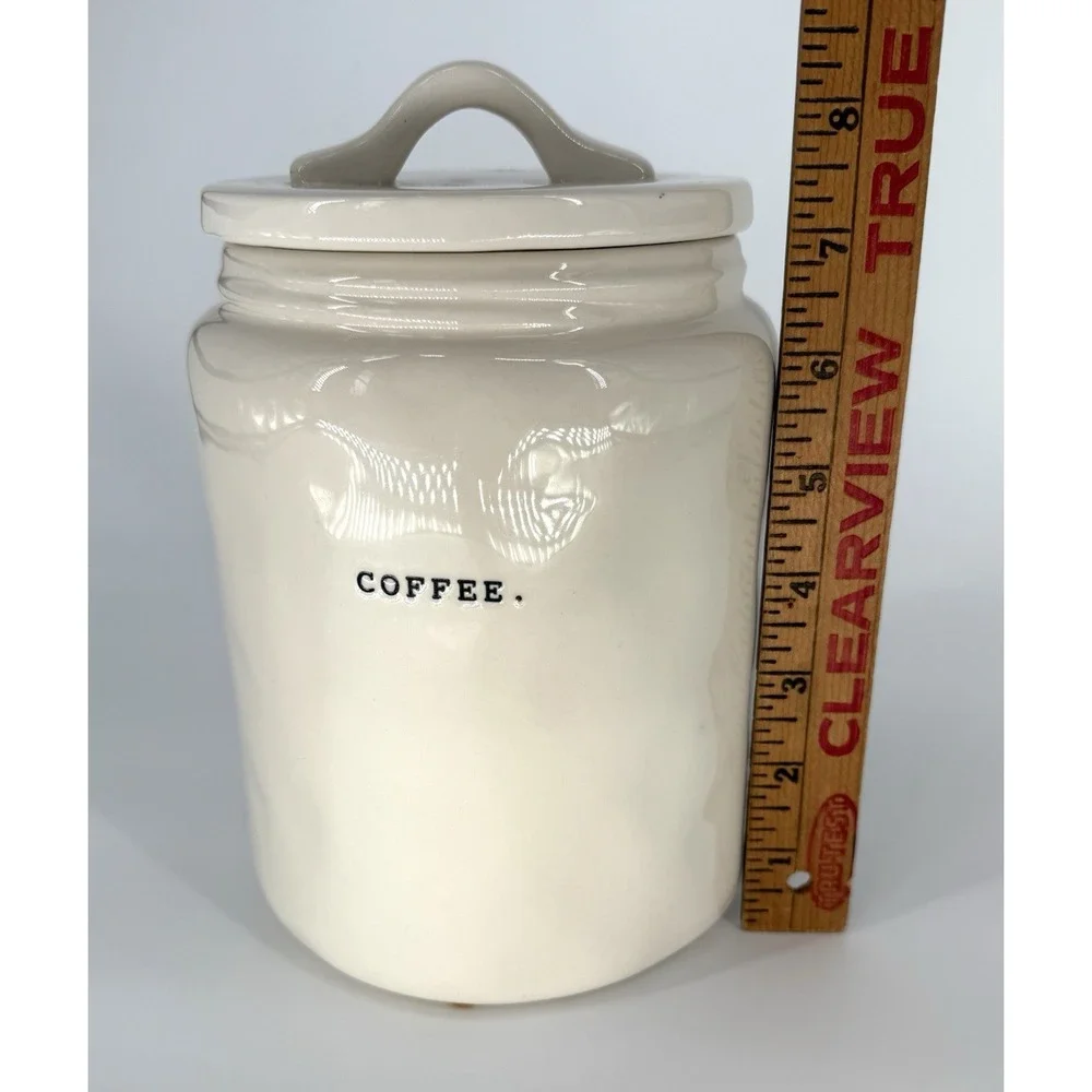 Rae Dunn Artisan Collection by Magenta Tall Coffee Canister Typewriter Font Jar